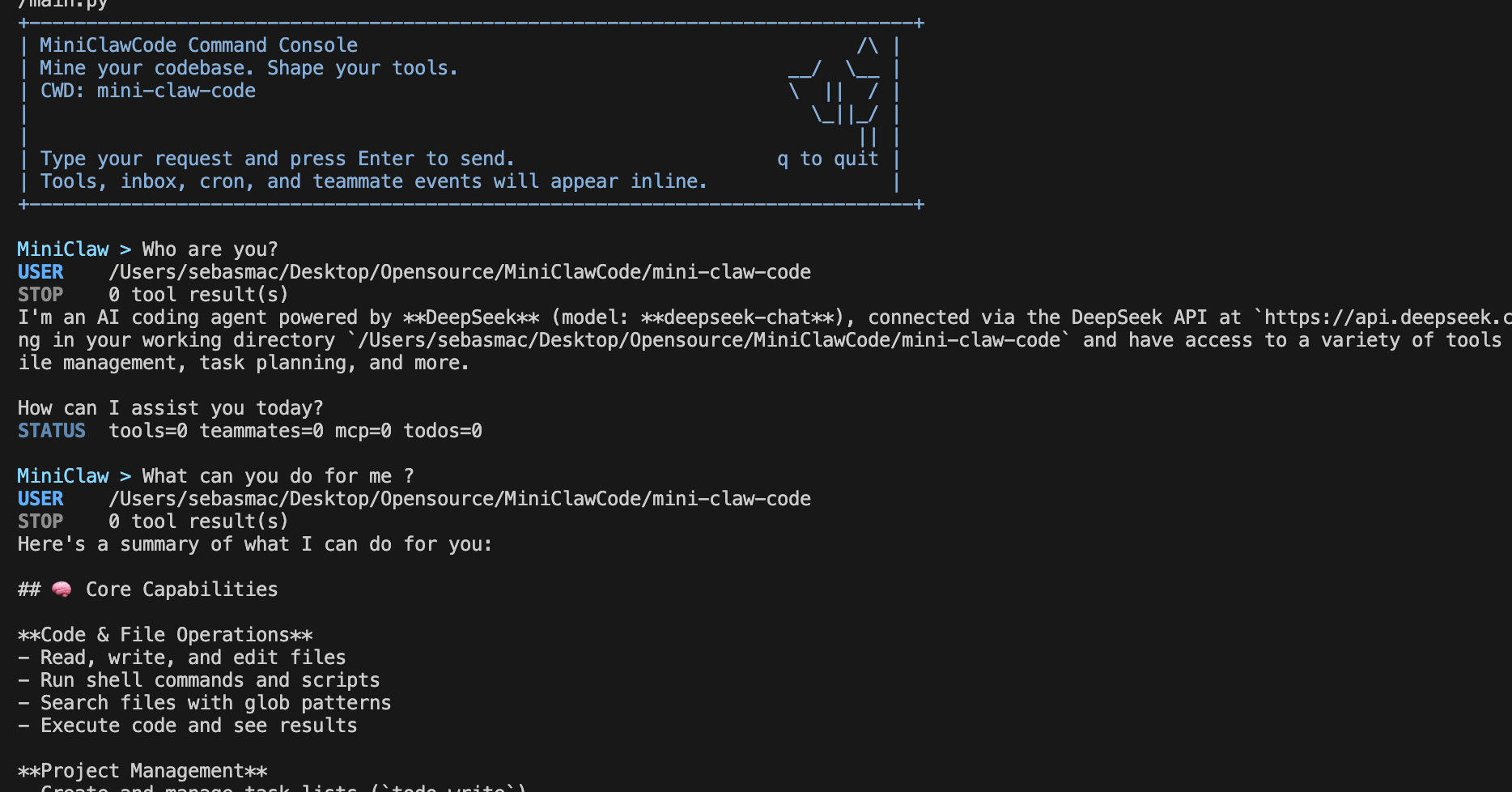 MiniClawCode 编程智能体展示图